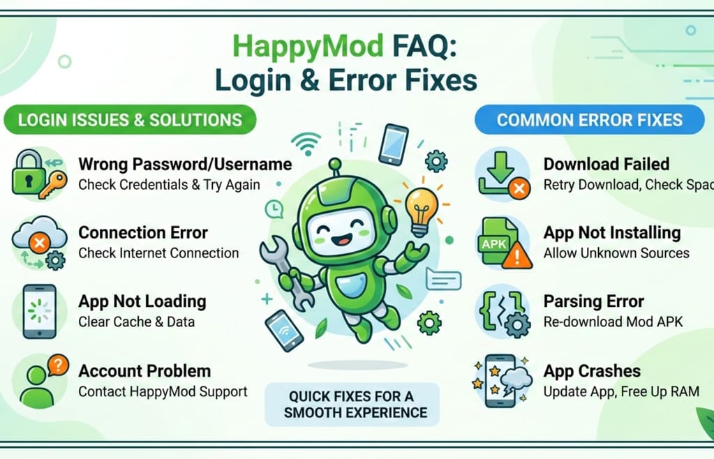 HappyMod login error fixes