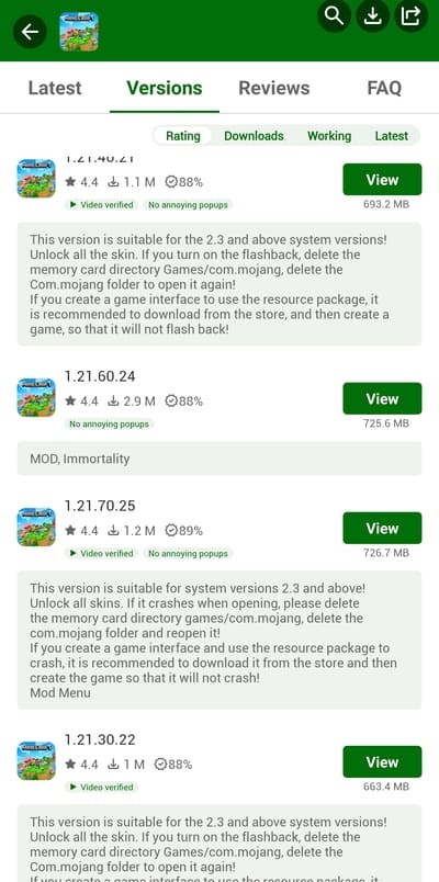 Old version support